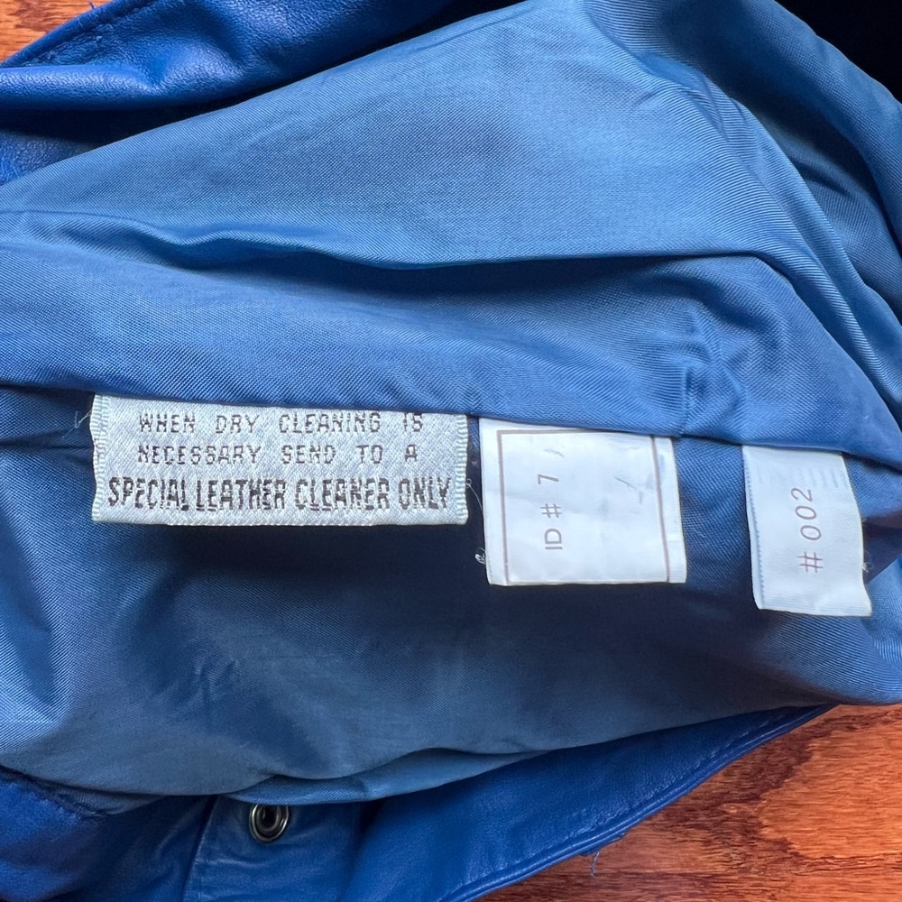 Diana Marco 💯 Leather Chic Blue Pencil Skirt Size 14 - Picture 5 of 5